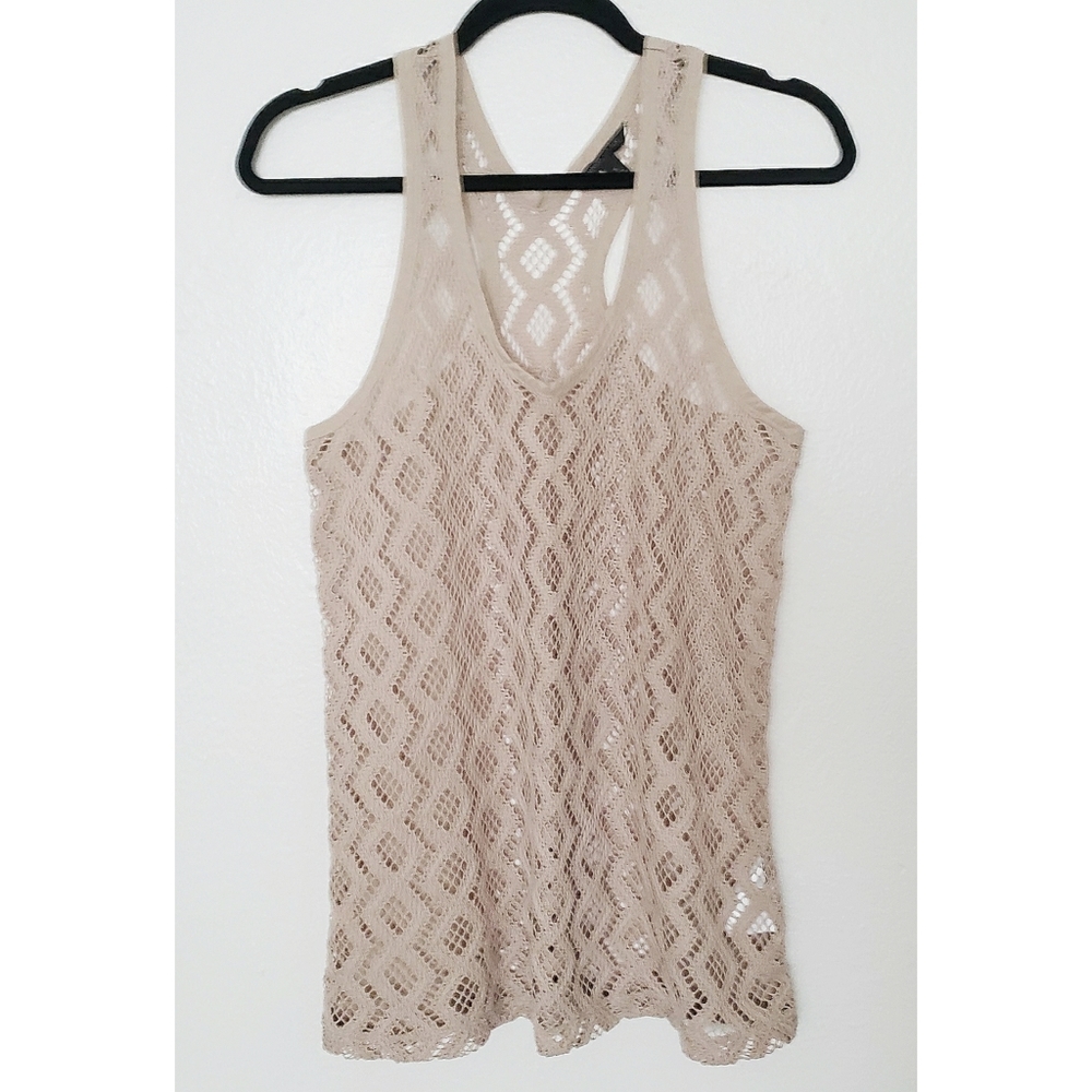 Banana Republic beige crochet racerback tank cover-up S